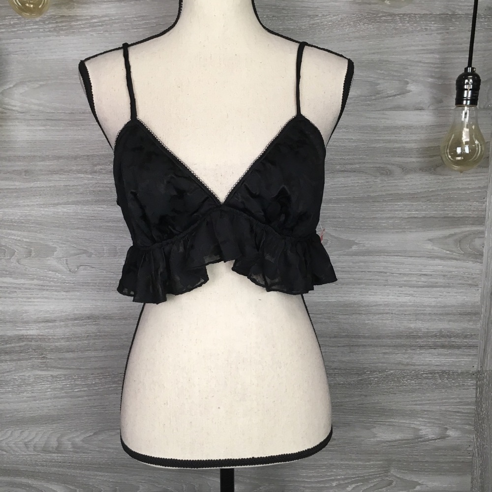 NWT Josie Natori Lace Ruffle Bralette Size M